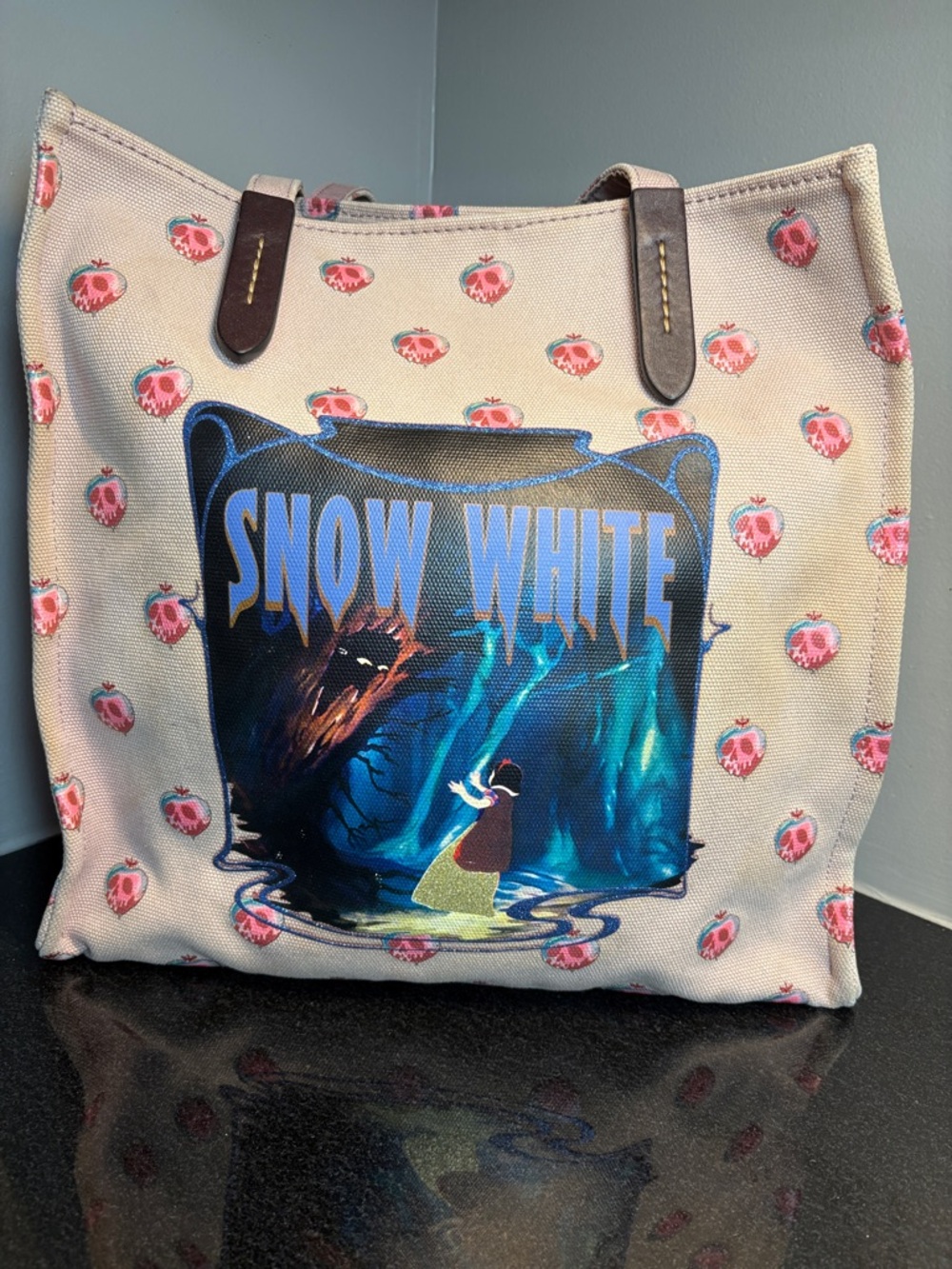 Coach Disney Snow White Canvas Tote Bag in Cream with Pink Accents